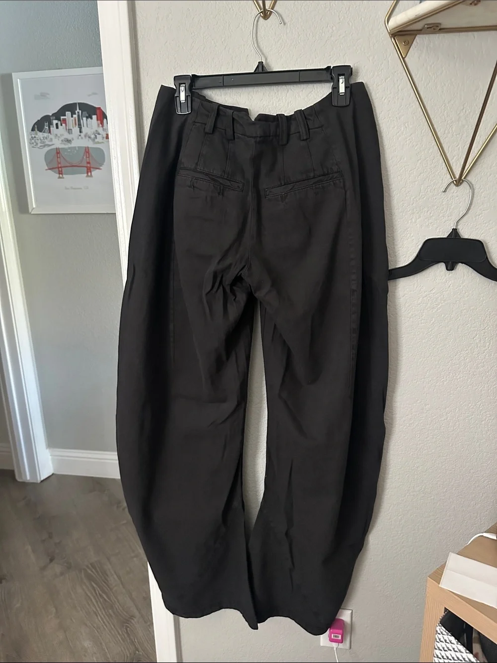 Free People Black High-Rise Wide Leg Trousers